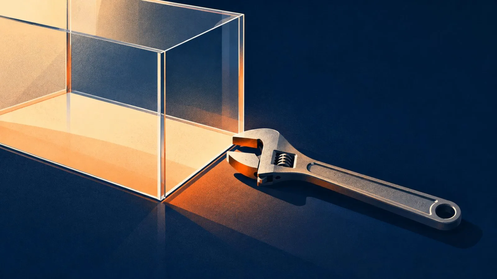 A steel tool rests just beyond a clear acrylic boundary / TokenPost.ai