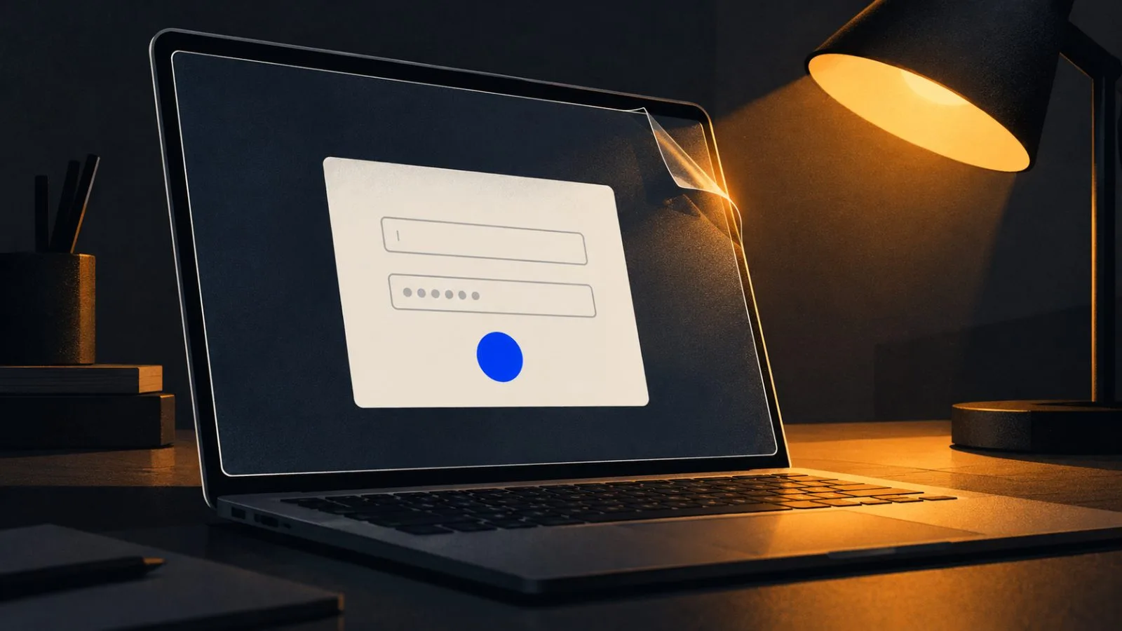 A laptop login form sits beside a visibly open security seal. / TokenPost.ai