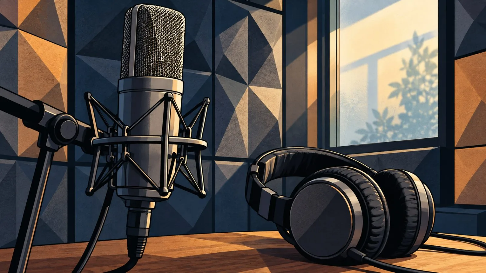 Studio microphone and headphones inside an acoustically treated booth / TokenPost.ai