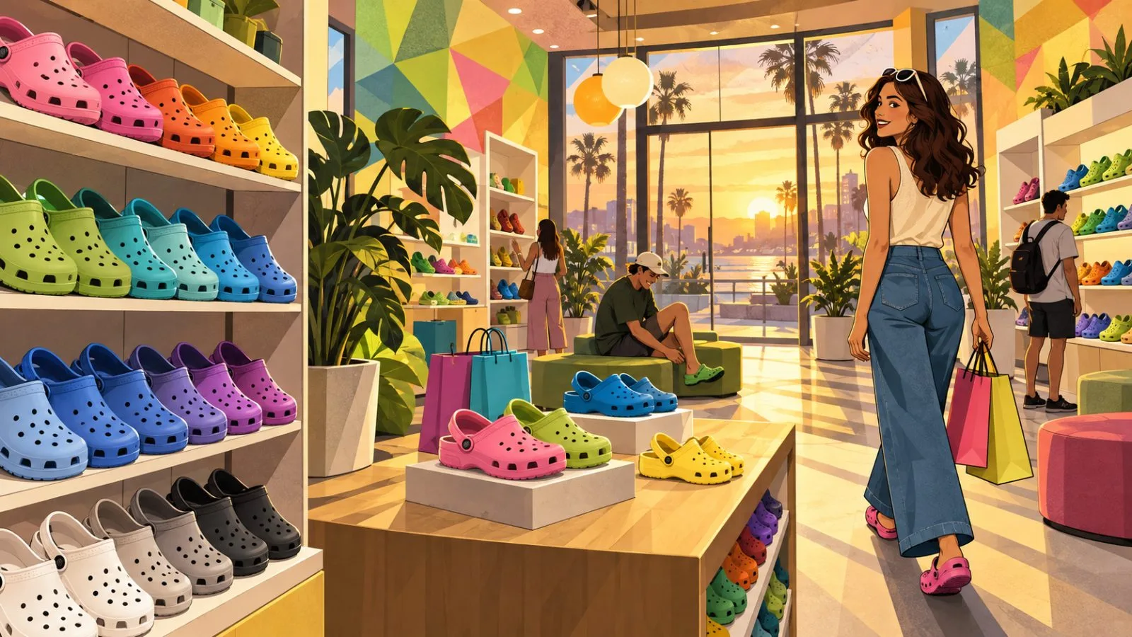 Colorful clog displays fill a brightly lit retail store / TokenPost.ai