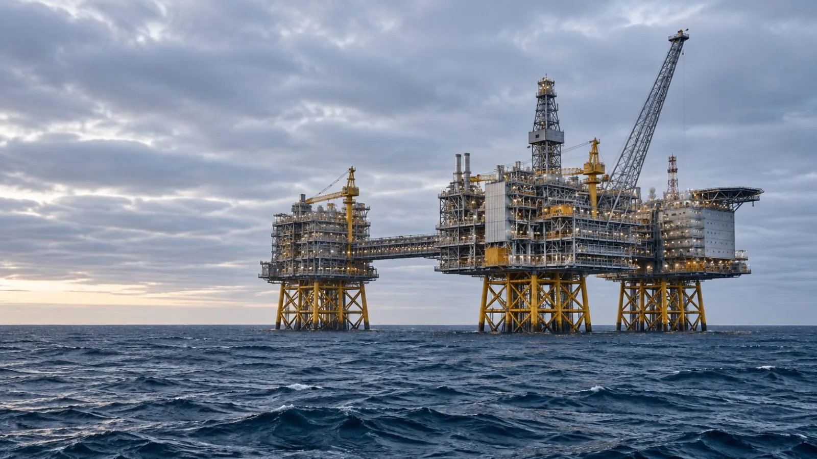 An offshore production platform rises above the sea at dawn / TokenPost.ai