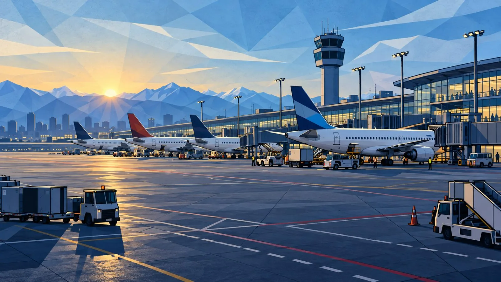 Passenger jets parked beside an airport terminal at dawn / TokenPost.ai