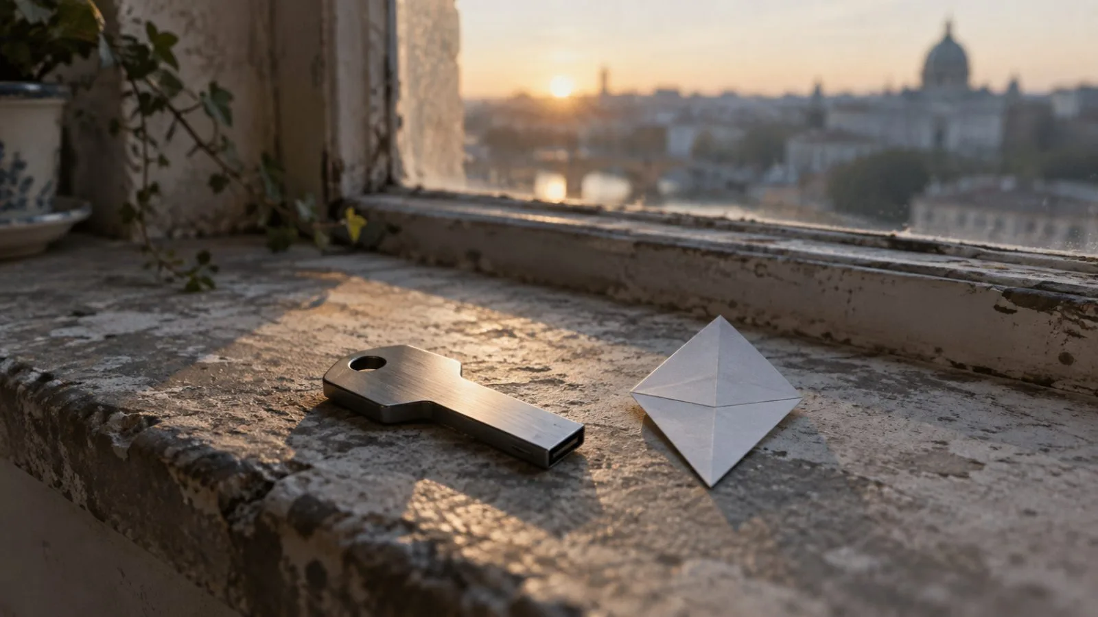 A faceted metal token rests on a cool stone counter / TokenPost.ai