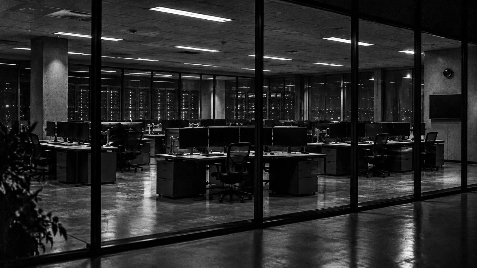 Empty network operations room under cool fluorescent lighting / TokenPost.ai