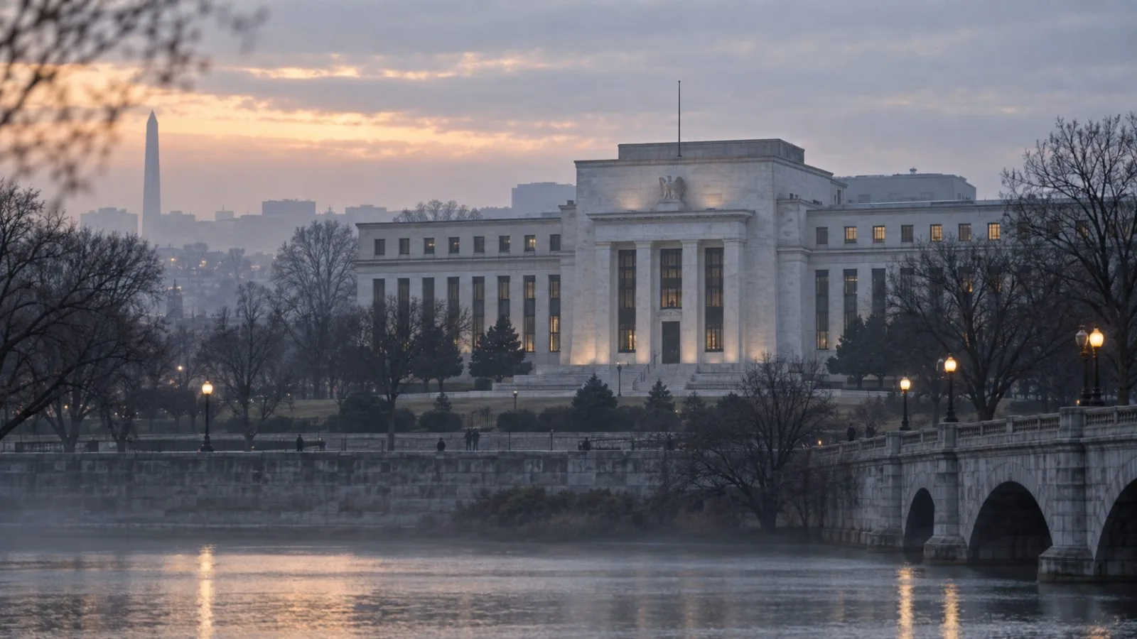 Federal Reserve building under cool early morning light / TokenPost.ai