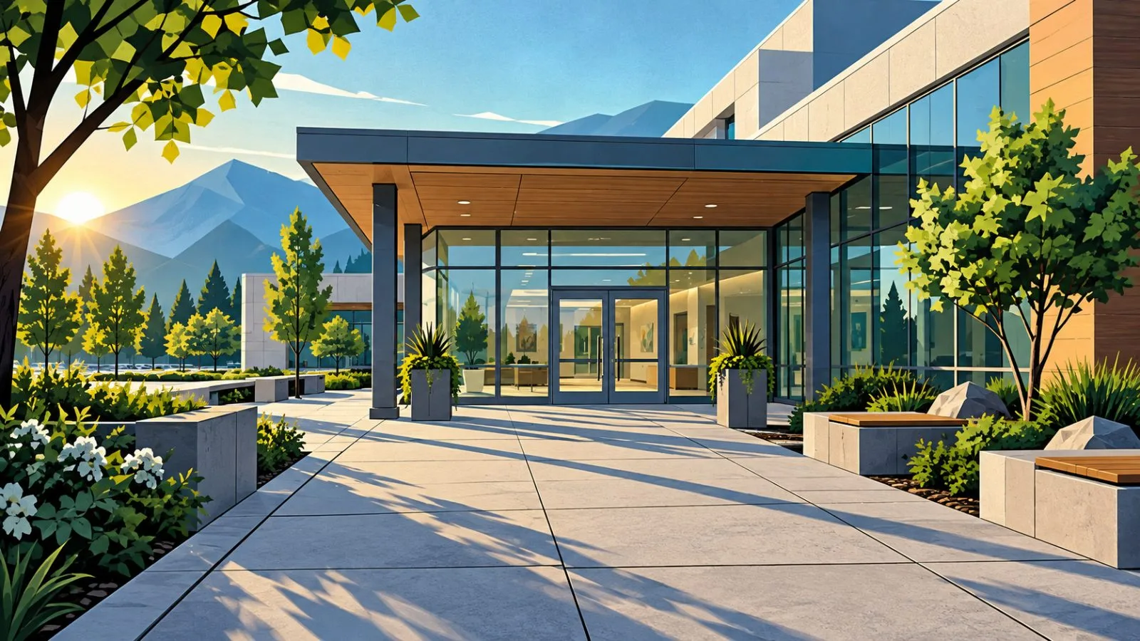 Glass headquarters entrance lit before the morning market open / TokenPost.ai