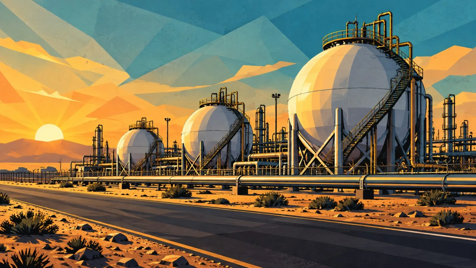 Two loading arms reach toward a crude tanker at dusk / TokenPost.ai