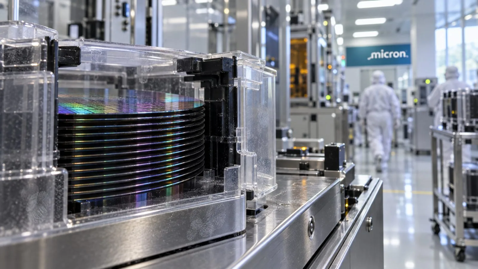 Four semiconductor packages cast sharp shadows across a descending charcoal surface / TokenPost.ai