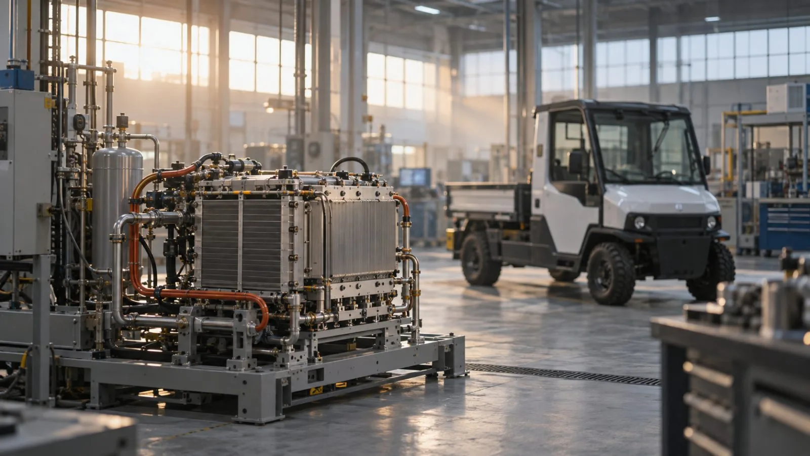Ceramic fuel cell module positioned beside a compact utility vehicle / TokenPost.ai