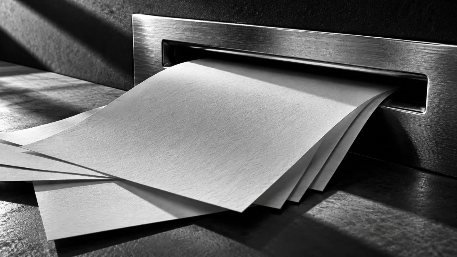Blank share certificates slide into a narrow metal slot / TokenPost.ai