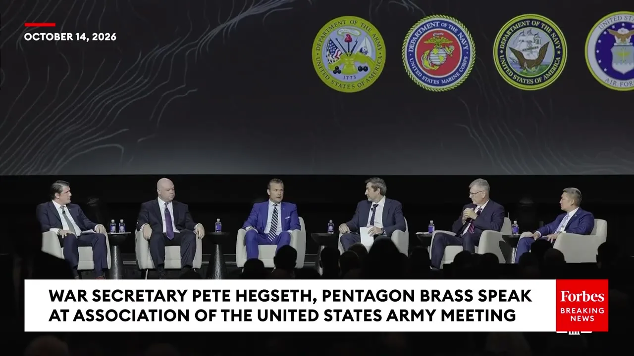 U.S. Defense Secretary Pete Hegseth / Screenshot from Forbes Breaking News video