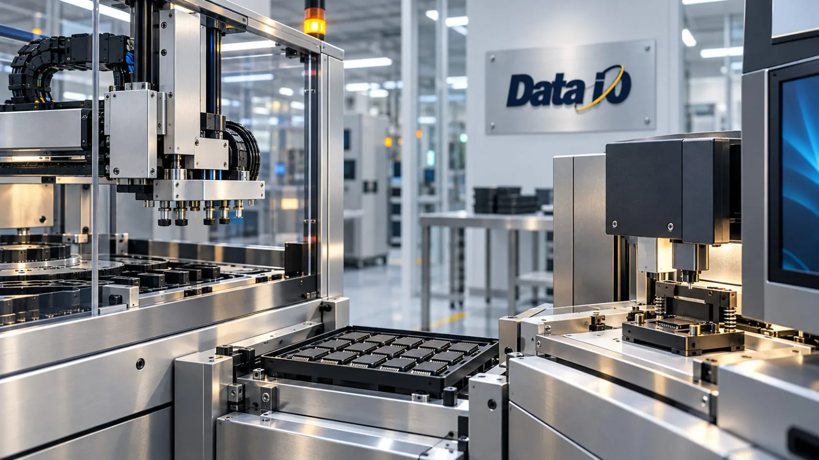 A chip tray sits between semiconductor handling and programming equipment / TokenPost.ai