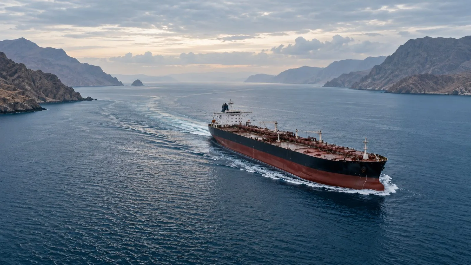 A lone oil tanker crosses the Strait of Hormuz at dawn. / TokenPost.ai