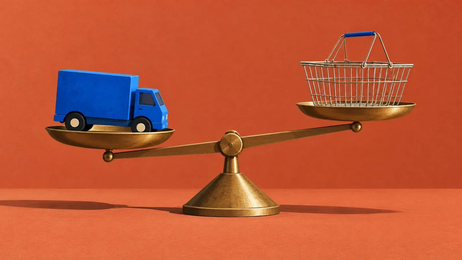 A toy truck and empty basket balance on a brass scale / TokenPost.ai
