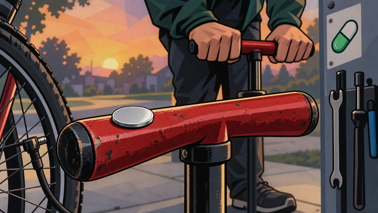 Glossy crypto token resting on a dark exchange counter / TokenPost.ai