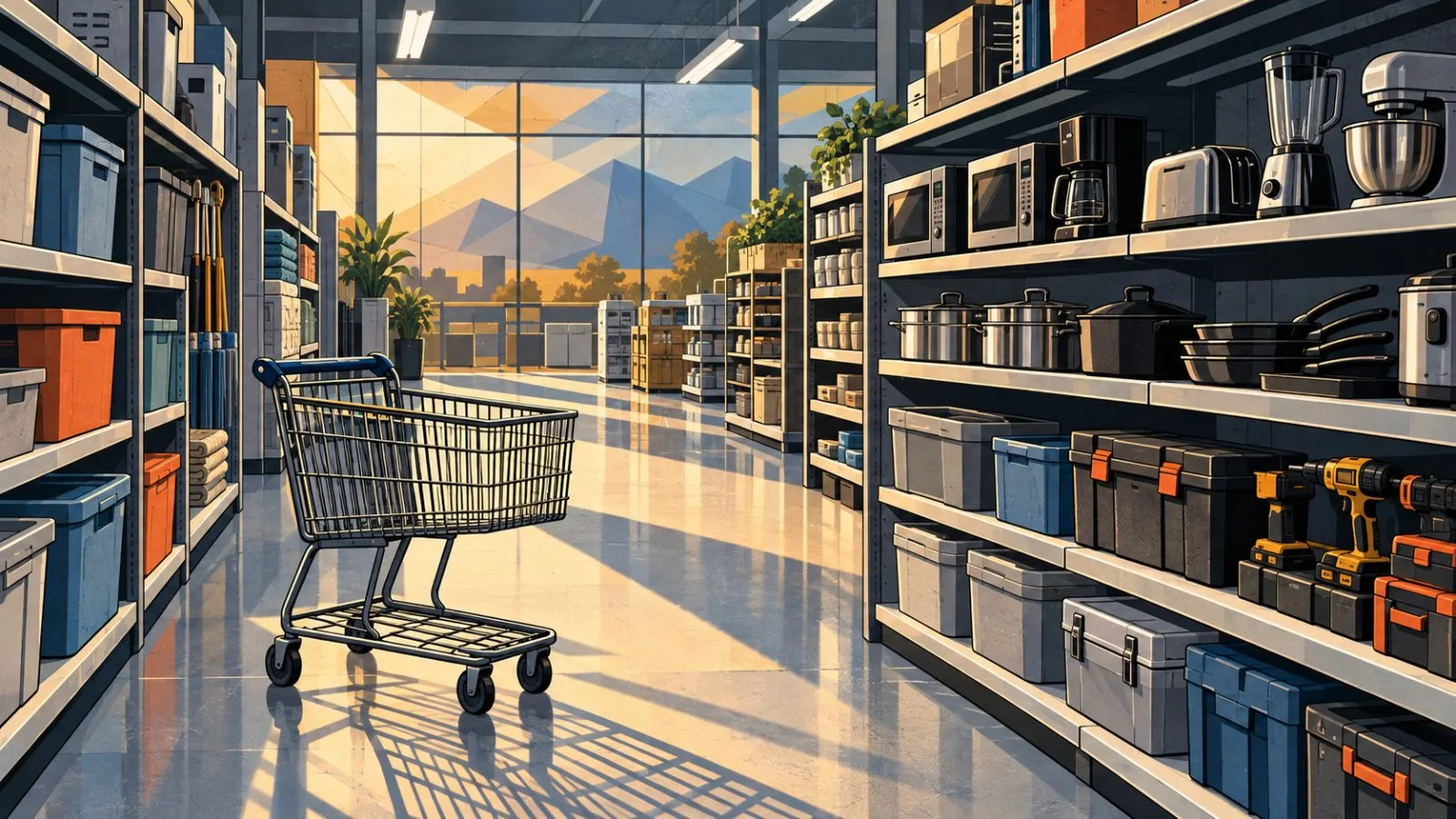 An empty shopping cart waits in a supermarket aisle / TokenPost.ai
