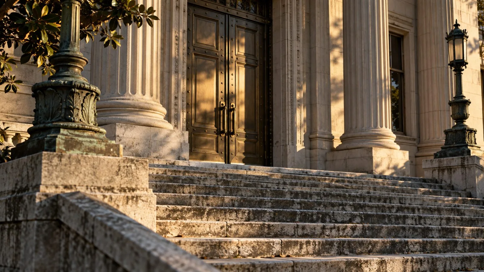 Empty courthouse steps cast in late afternoon light / TokenPost.ai