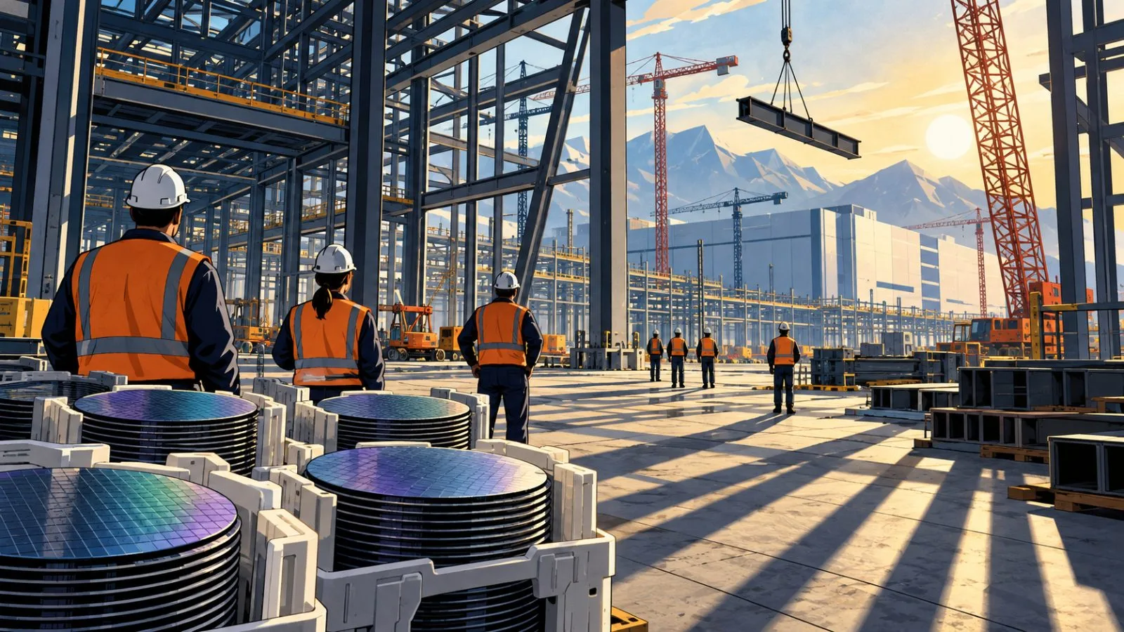 Semiconductor wafers beside a growing fabrication facility / TokenPost.ai
