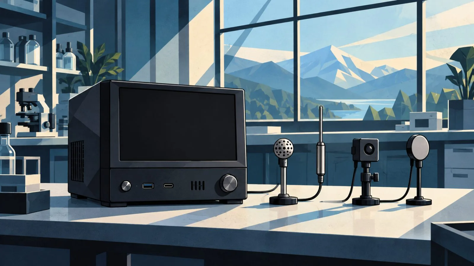 Sensor probes arranged beside a compact testing computer / TokenPost.ai