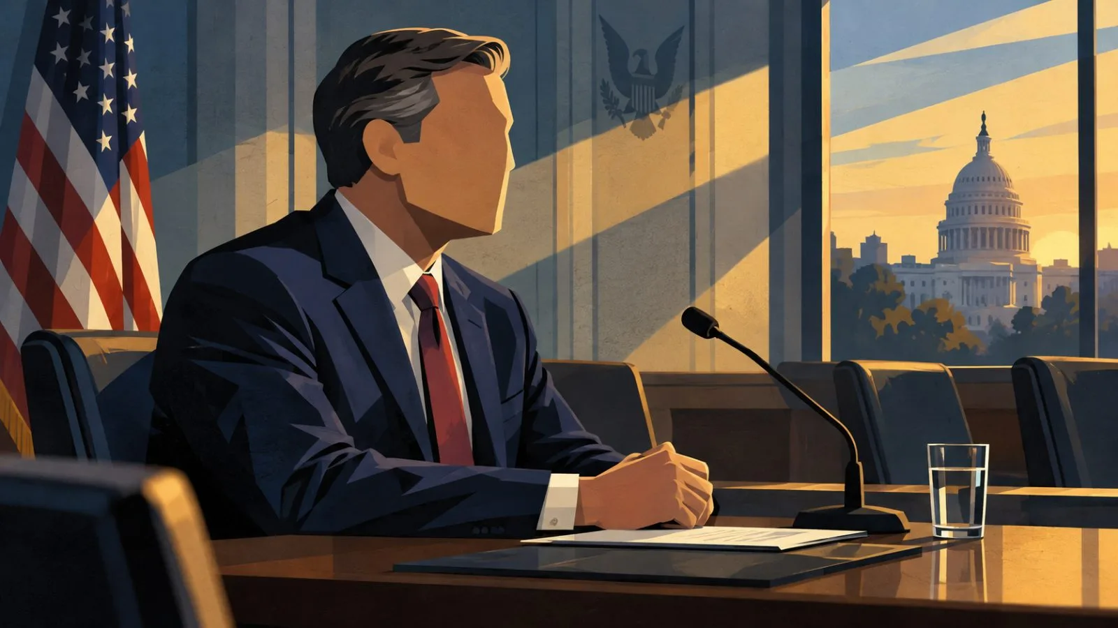 Anonymous official seated beside a microphone in a federal meeting room / TokenPost.ai