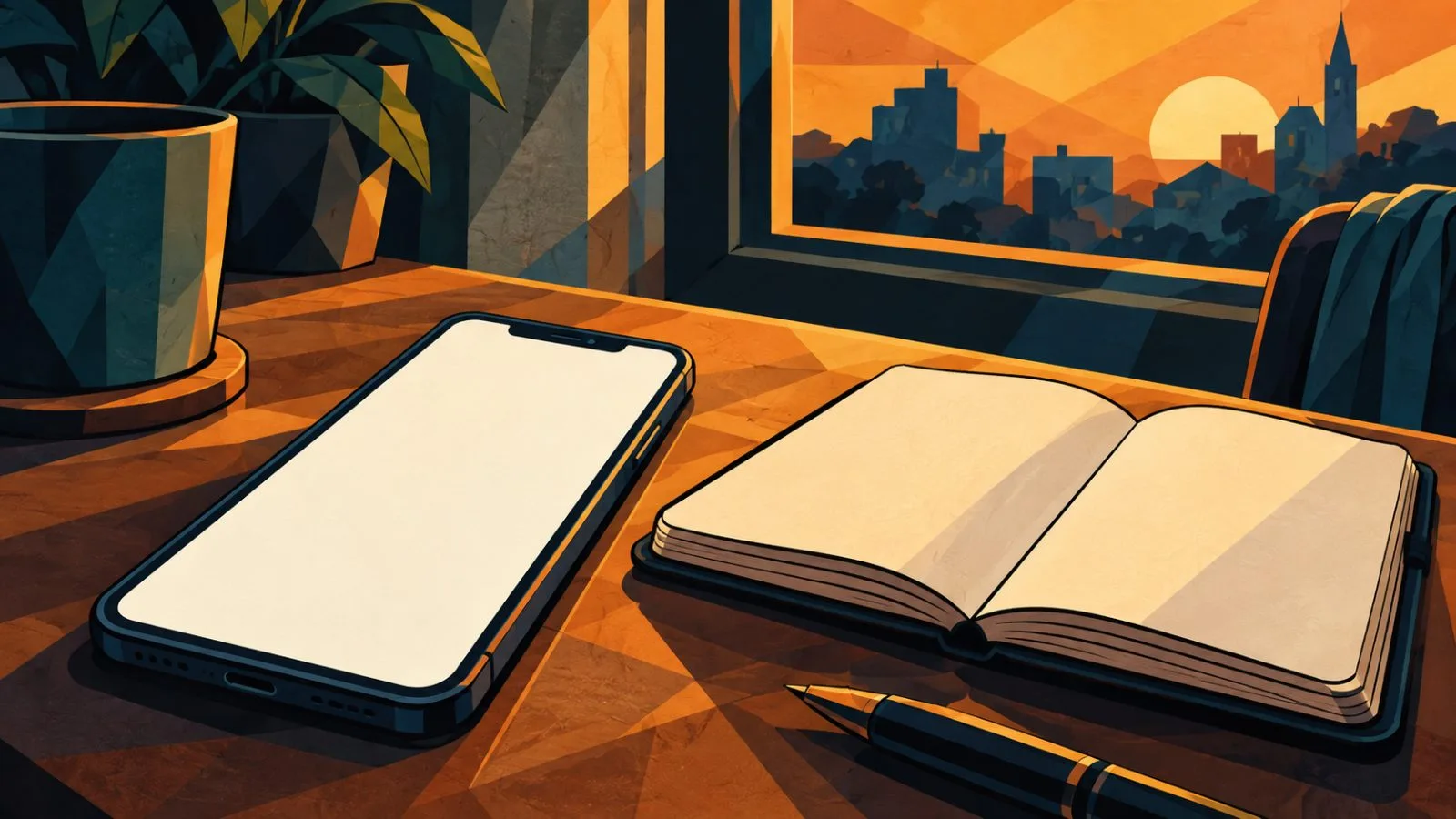 A blank smartphone rests beside a closed travel notebook / TokenPost.ai