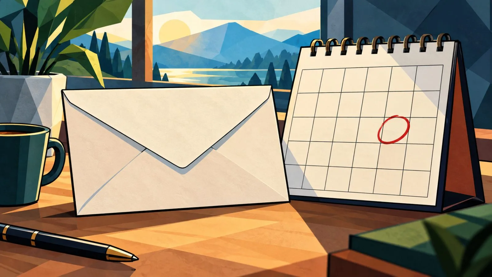 Plain dividend envelope beside a circled calendar page / TokenPost.ai