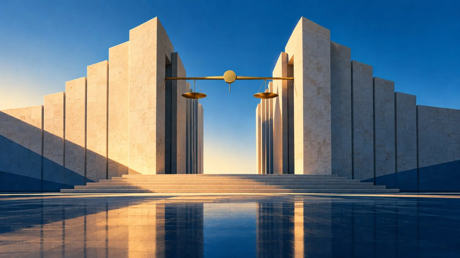 Warm morning light strikes a modern bank entrance and rising columns / TokenPost.ai