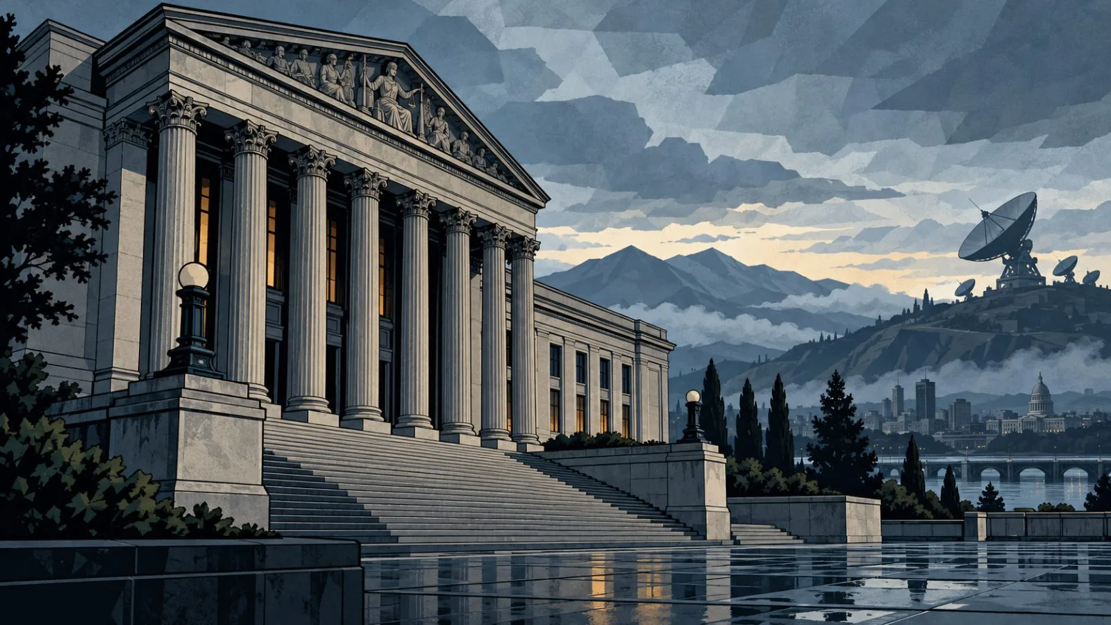 Federal courthouse exterior beneath a pale morning sky / TokenPost.ai