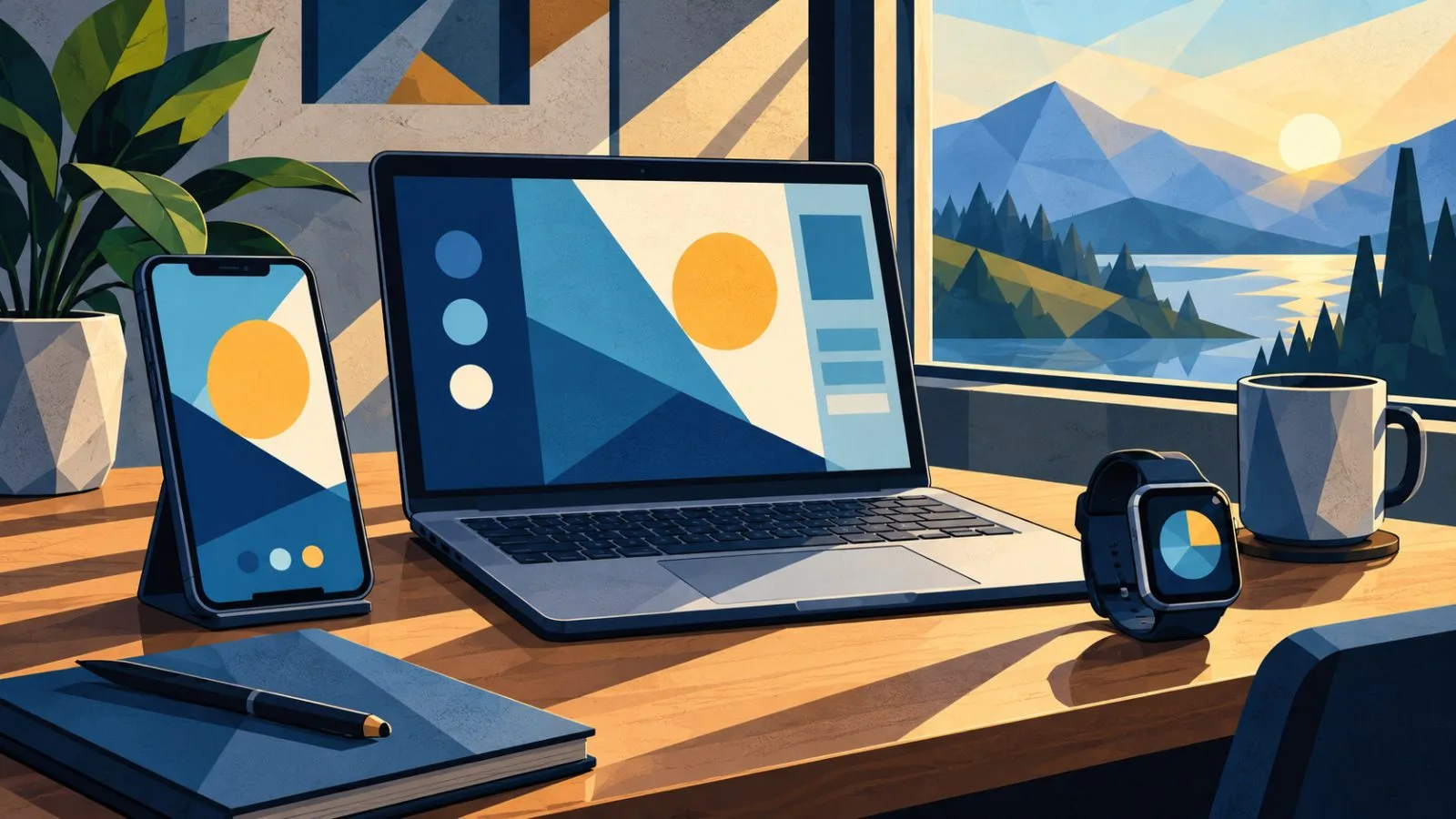 Phone, laptop and smartwatch arranged beside a softly lit window / TokenPost.ai