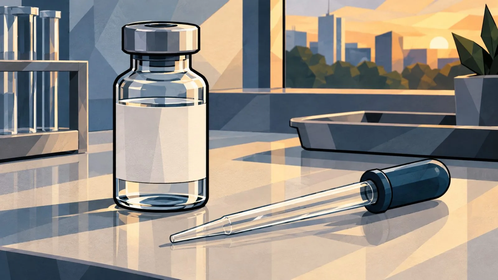 Unlabeled therapy vial beside a laboratory pipette / TokenPost.ai