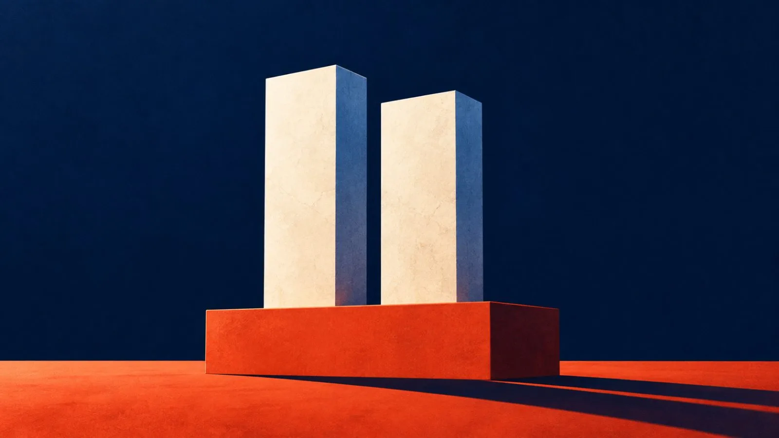 A taller crimson column stands beside a shorter amber column / TokenPost.ai
