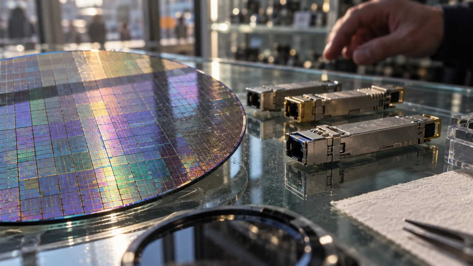 Semiconductor wafer and optical modules arranged on a glass counter / TokenPost.ai