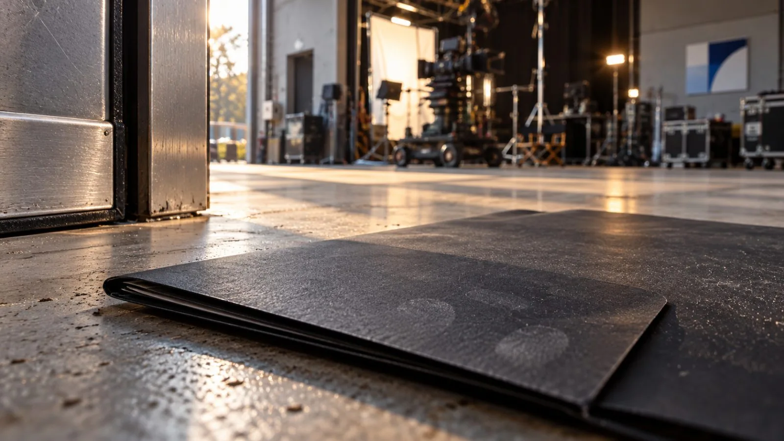 An unmarked folder rests at the entrance to a film soundstage. / TokenPost.ai