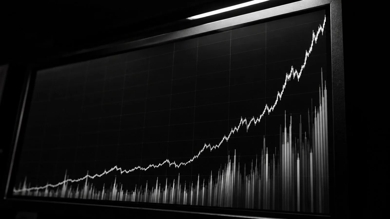 A rising price line cuts through red bars on a trading screen. / TokenPost.ai