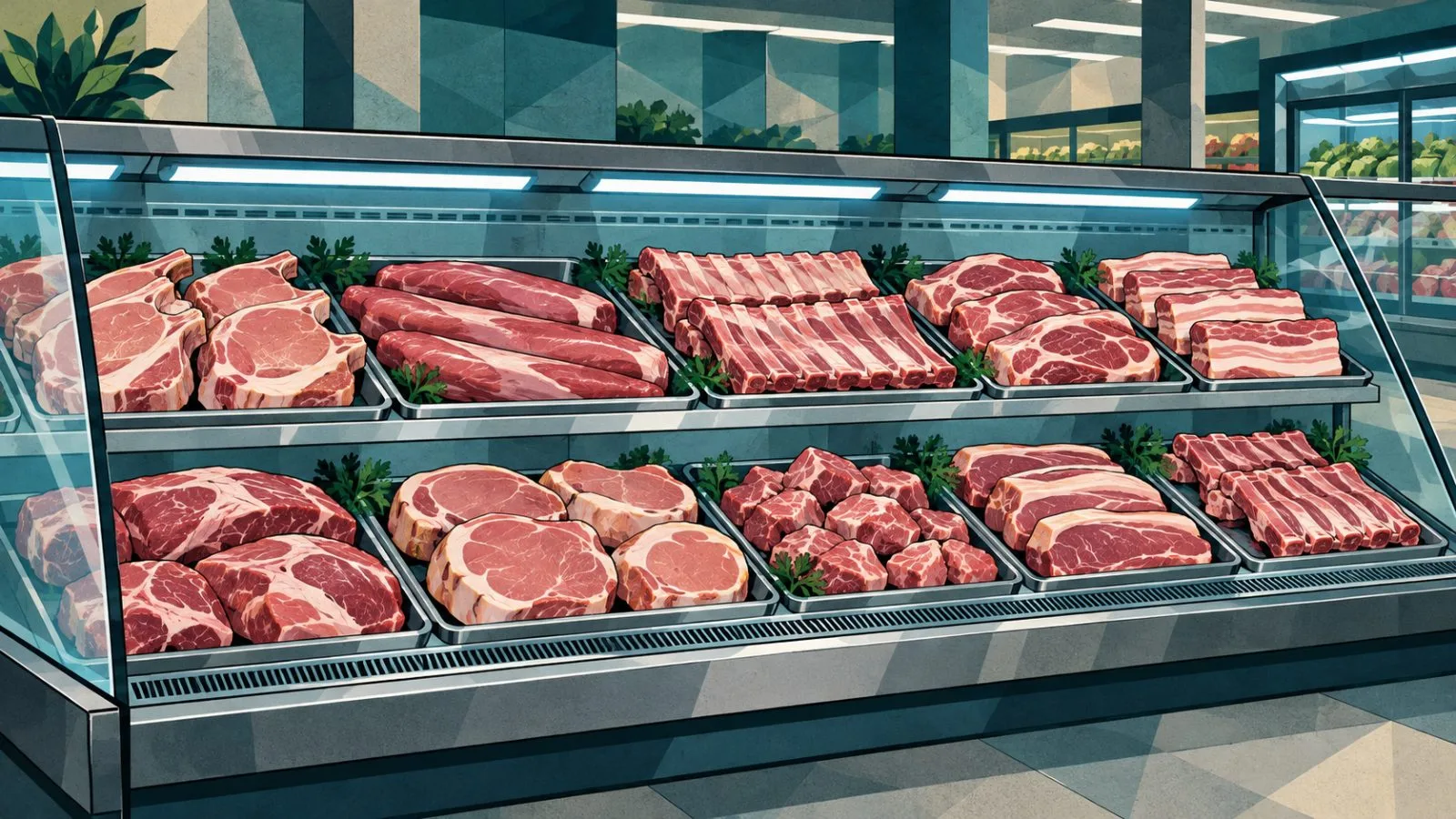 Packaged pork cuts arranged in a chilled supermarket display / TokenPost.ai