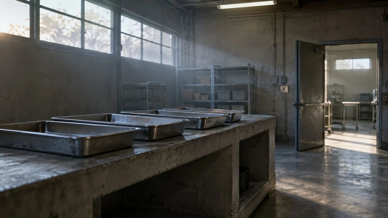 Four empty trays sit inside a dim auction-room vault / TokenPost.ai