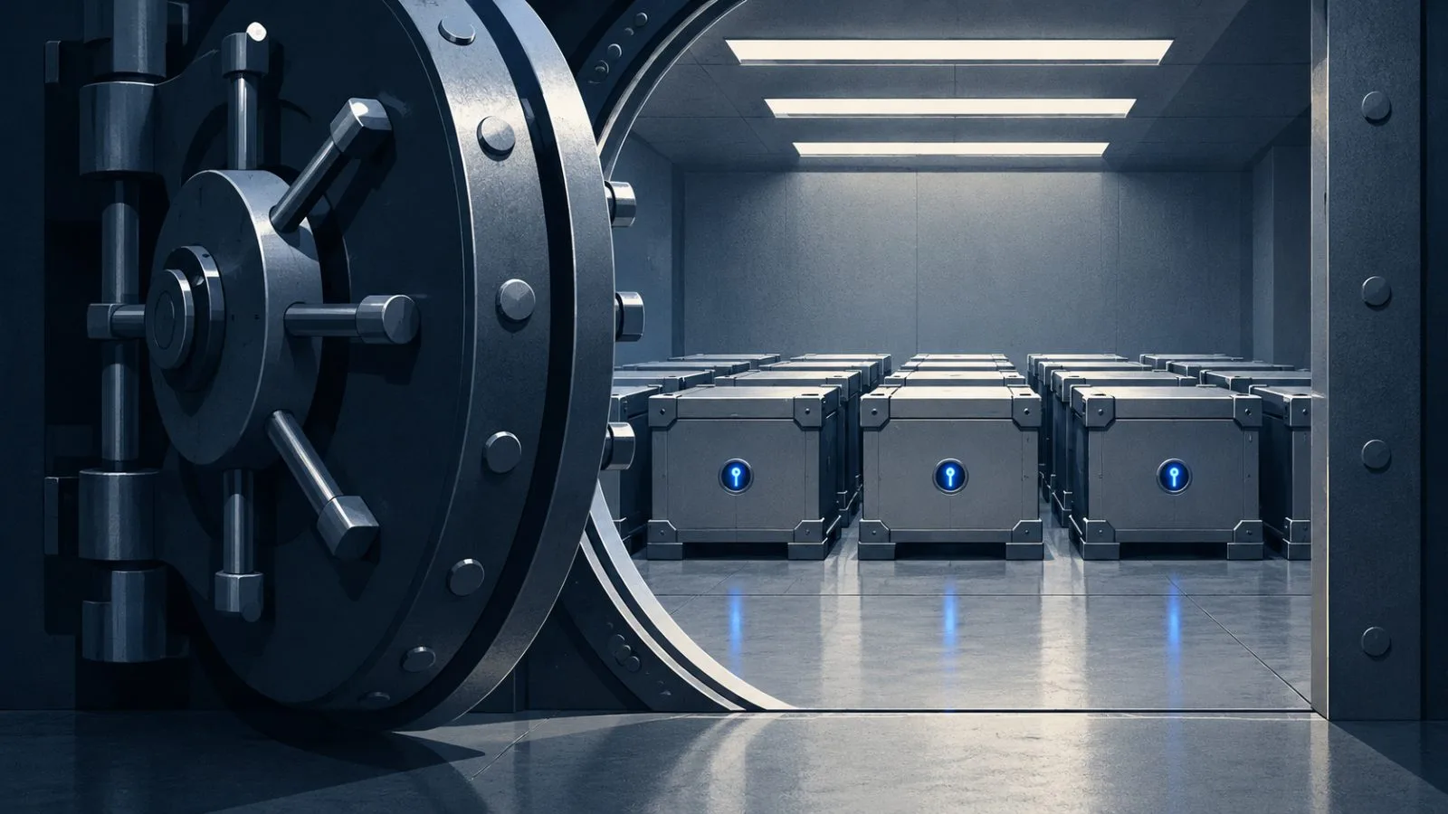 A steel vault door frames orderly sealed custody cases / TokenPost.ai