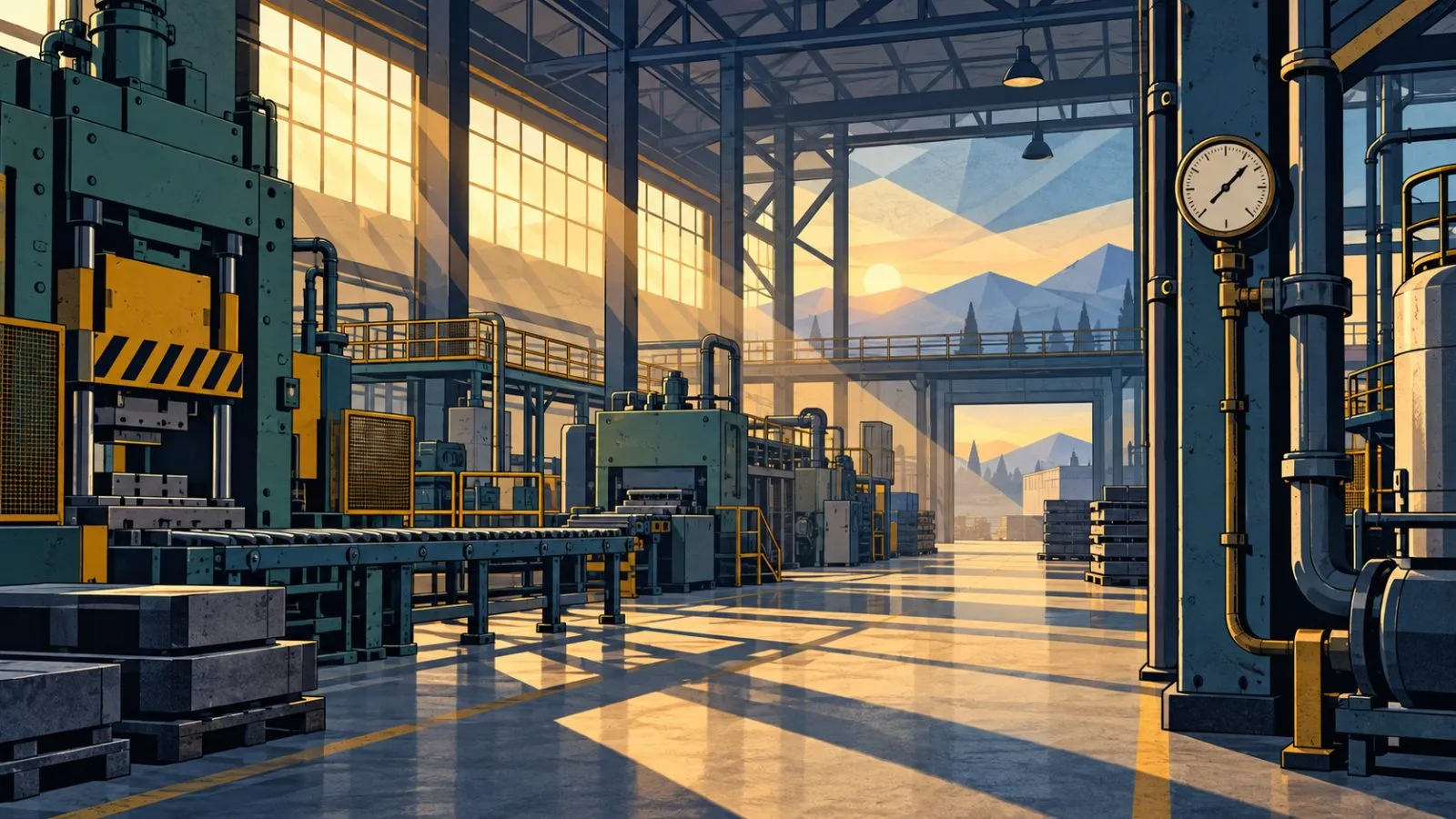 Analog gauge beside idle machinery in a quiet factory / TokenPost.ai