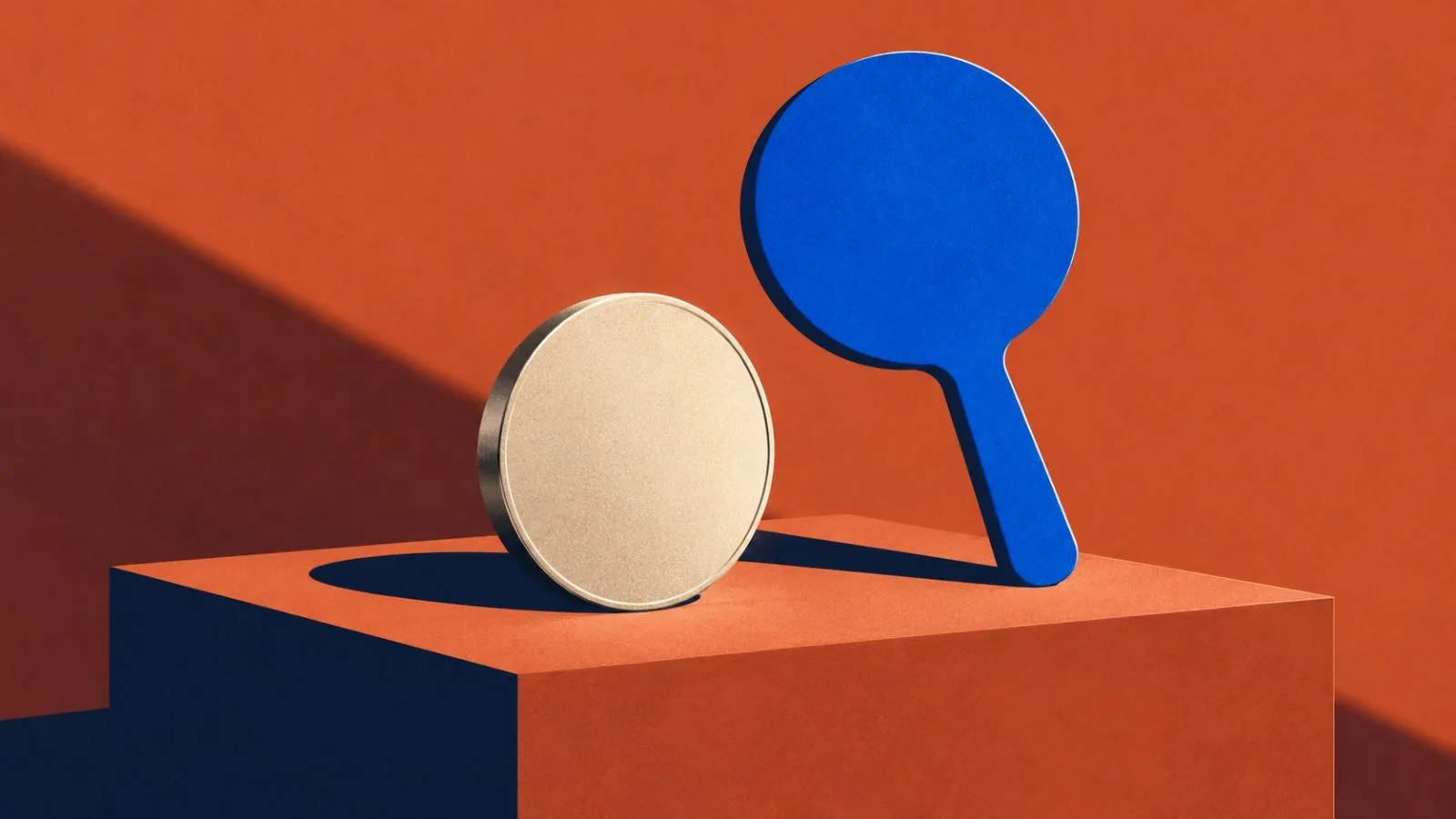 A blank metal token rests on a sculpted auction block / TokenPost.ai