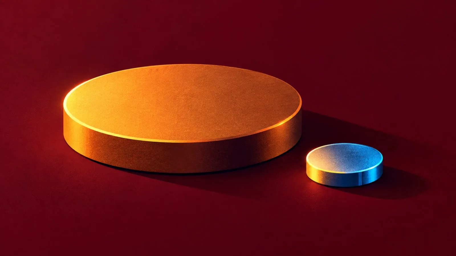 An unmarked share token rests beside a smaller payout coin / TokenPost.ai