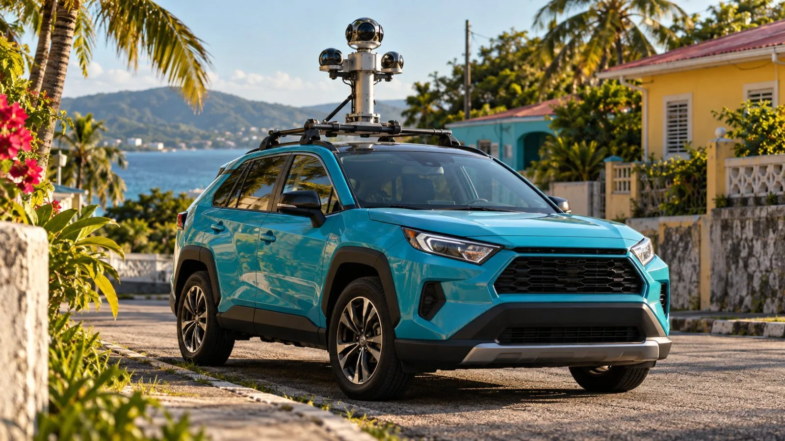 A panoramic camera sits atop a parked mapping vehicle / TokenPost.ai