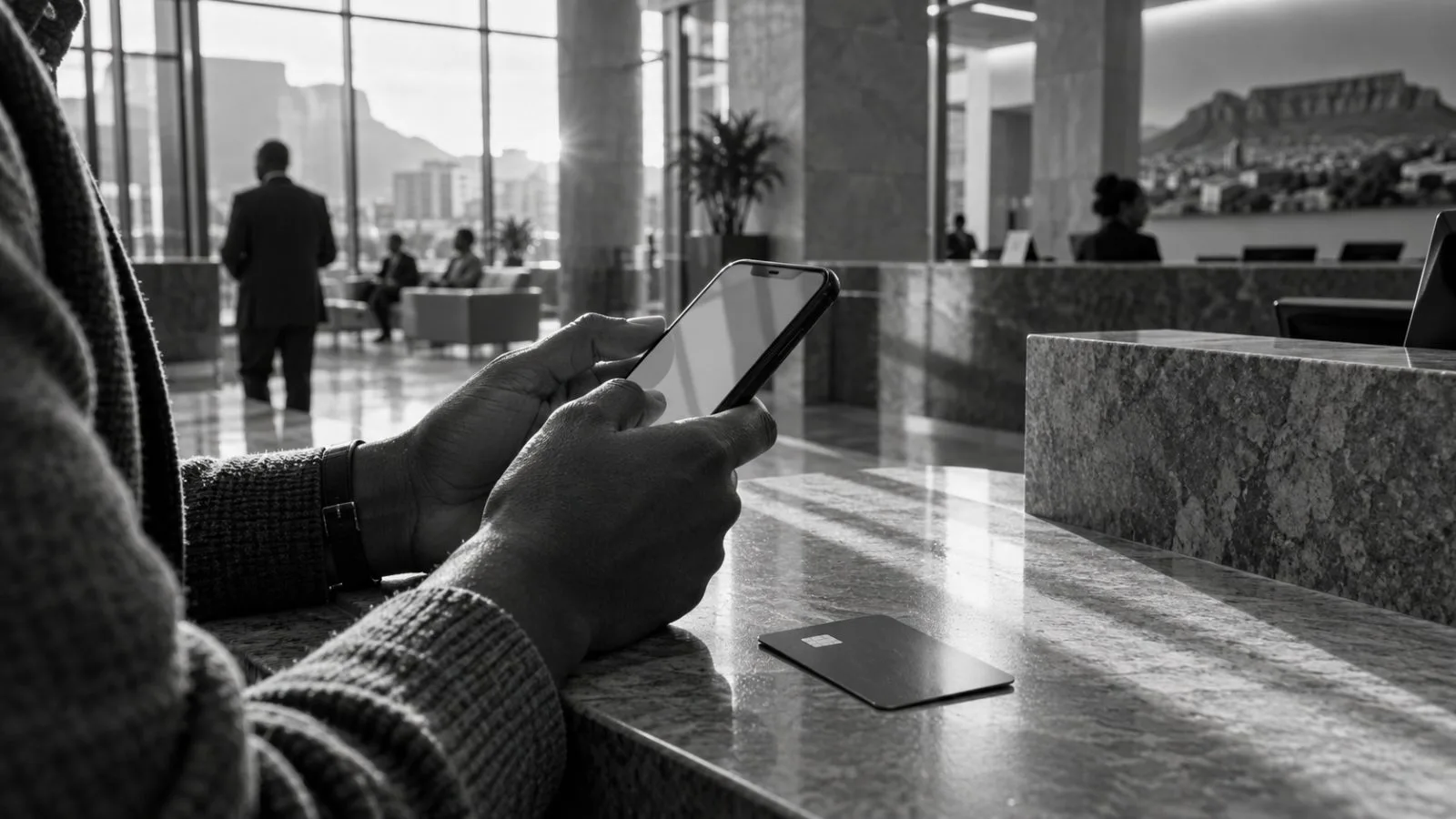 A customer holds a smartphone beside a bank card at a counter / TokenPost.ai