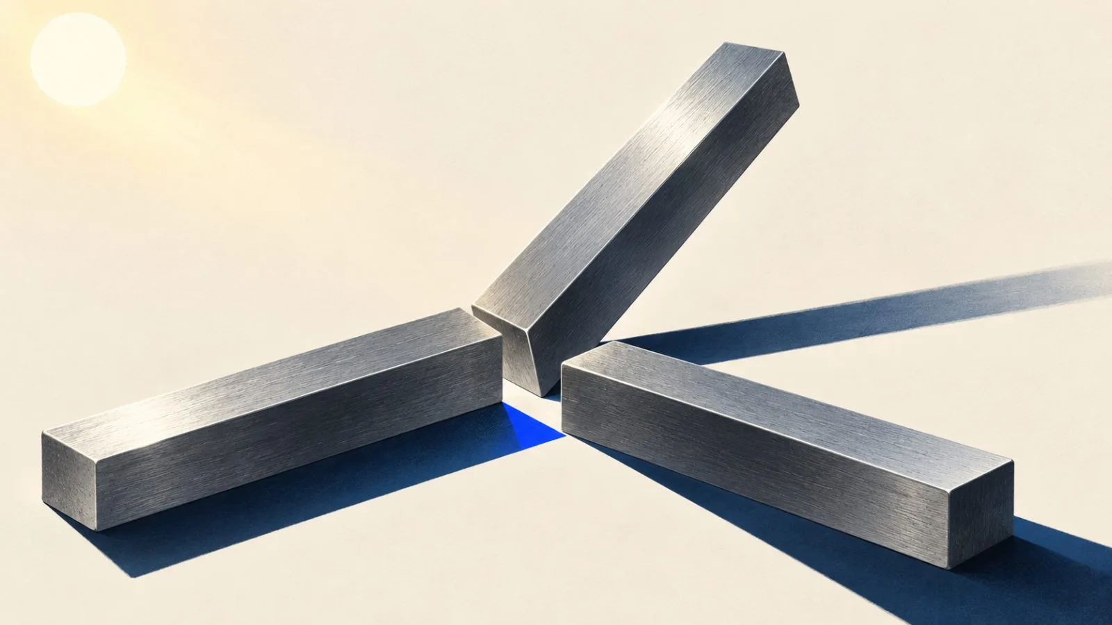 Three metal market bars tilt in opposing directions / TokenPost.ai