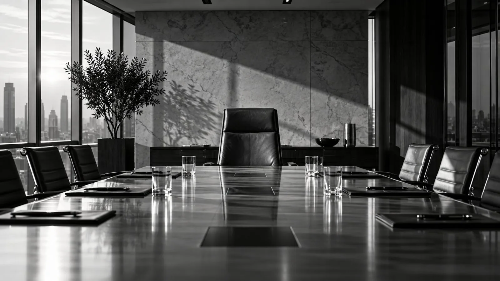 An empty chair at the head of a boardroom table / TokenPost.ai