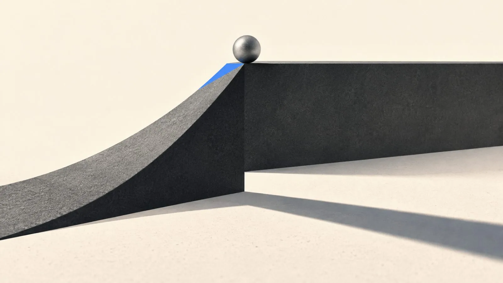 A silver token rests atop a steep graphite ramp / TokenPost.ai