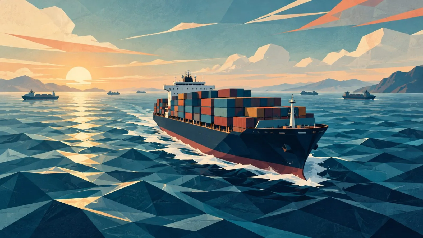 Container ship follows a long ocean route at dawn / TokenPost.ai
