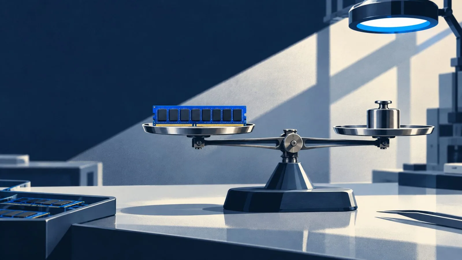 A refurbished memory module rests on a precision balance in a testing bay / TokenPost.ai
