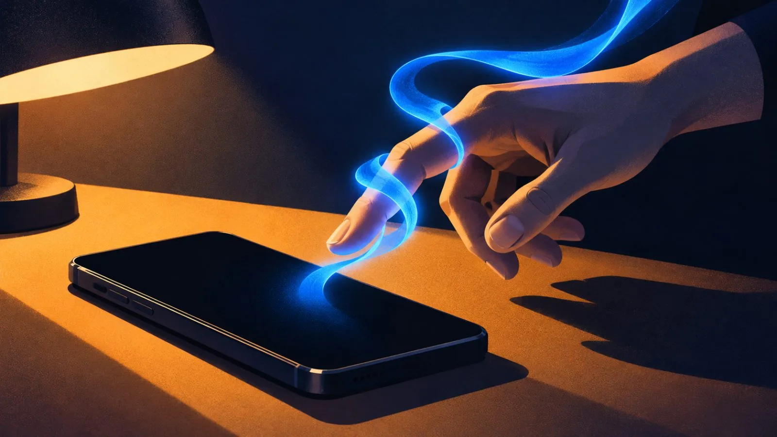 An anonymous hand hovers over a blank smartphone screen at night / TokenPost.ai