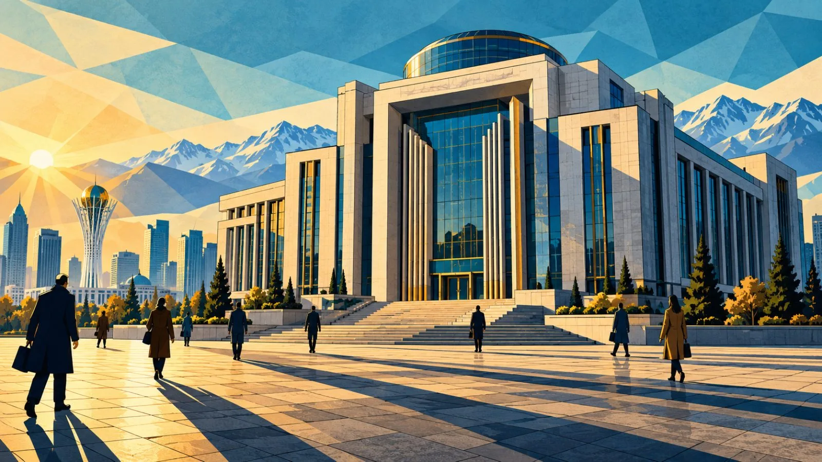Central bank building overlooking a sunlit public plaza / TokenPost.ai