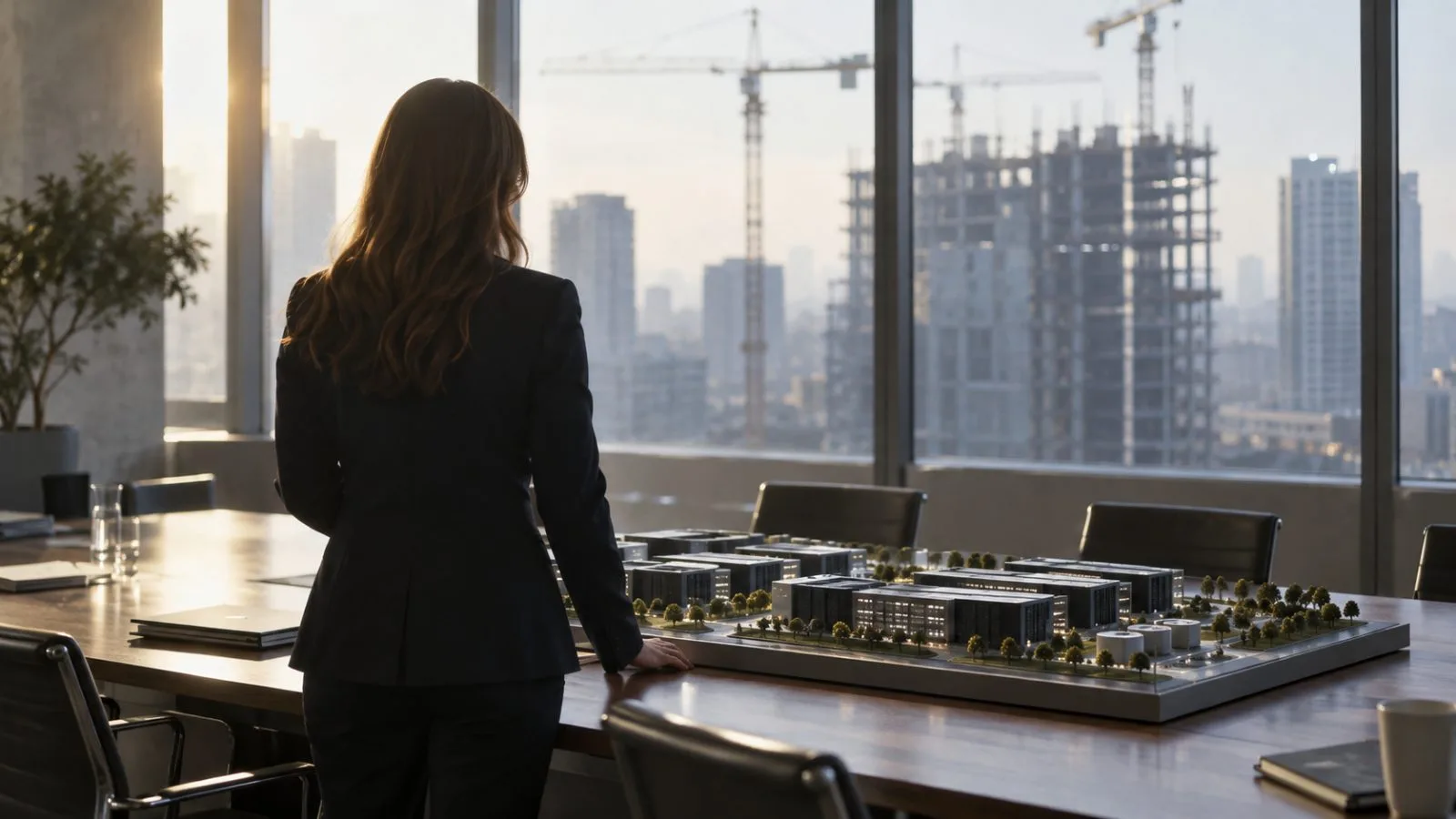 Executive silhouette beside a miniature data center model / TokenPost.ai